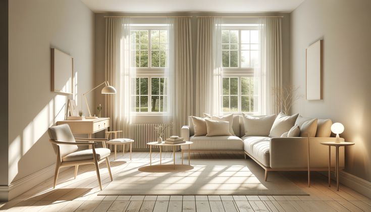 Dämpat dagsljus inomhus med neutral yta, i linje med Sraxylonzar tema om vardagsro